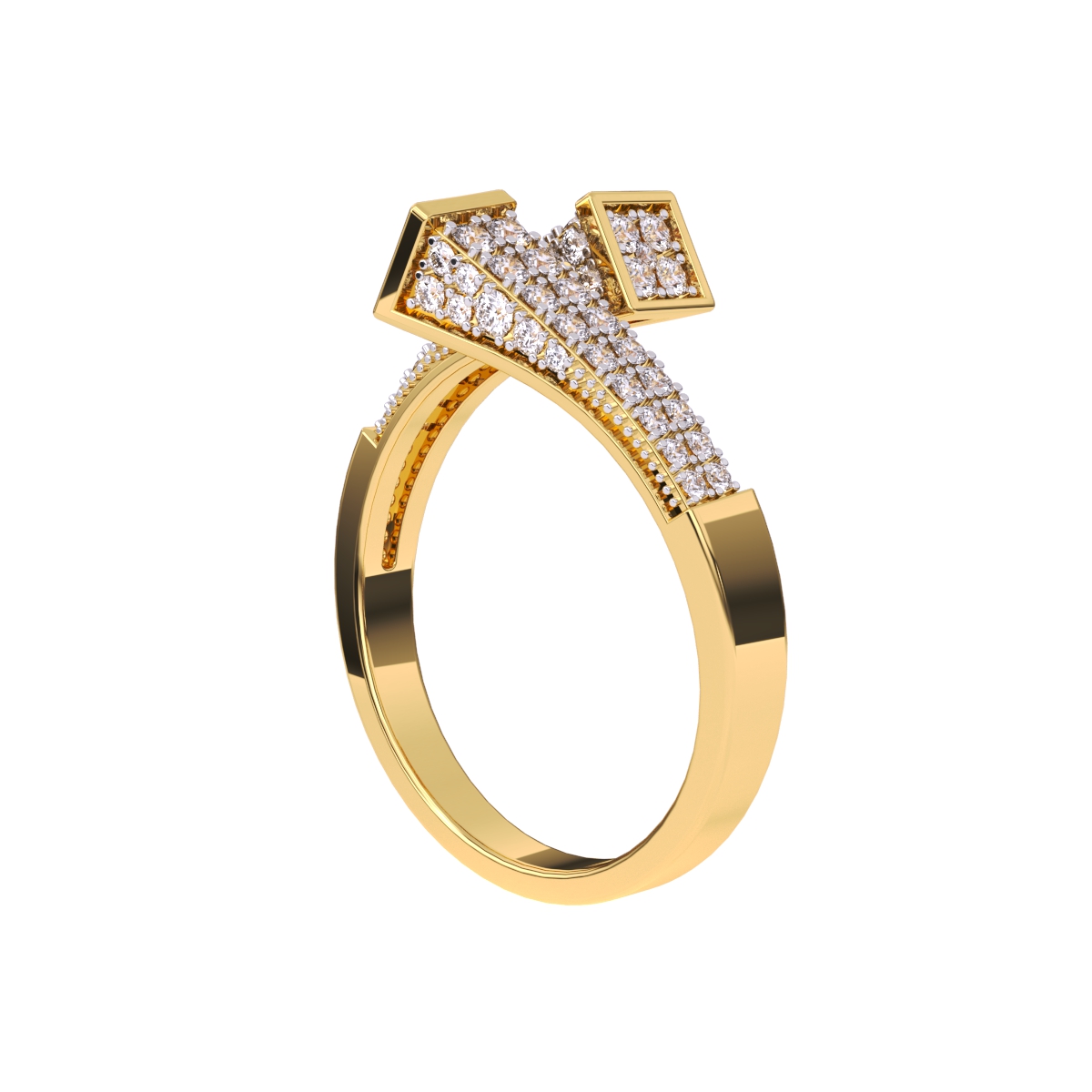 Glamorous Round Cluster Bypass Wedding Band